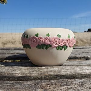 FTD 1990s Ceramic Round Rose Flower Pot Vase